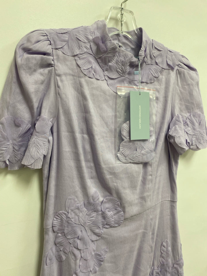 NWT Antonio Melani Size 4 Lavender Applique Linen Blend Ladies Dress