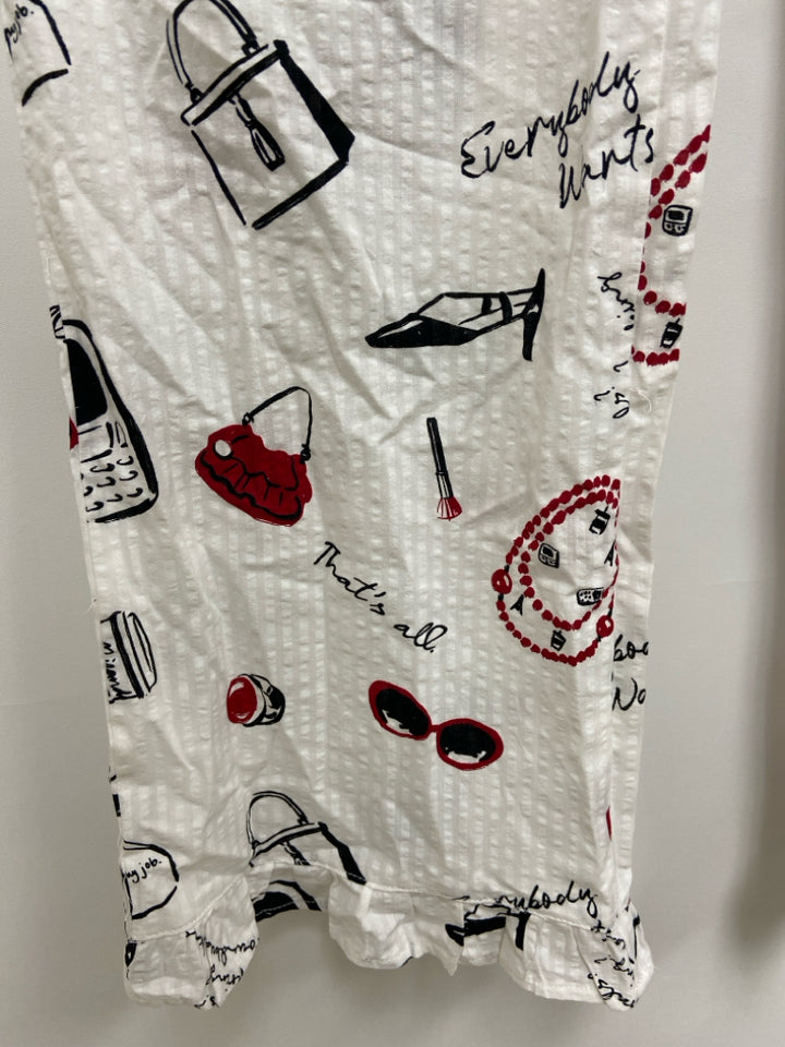 Size XXS White Black/Red Print Ladies Lounge Pants