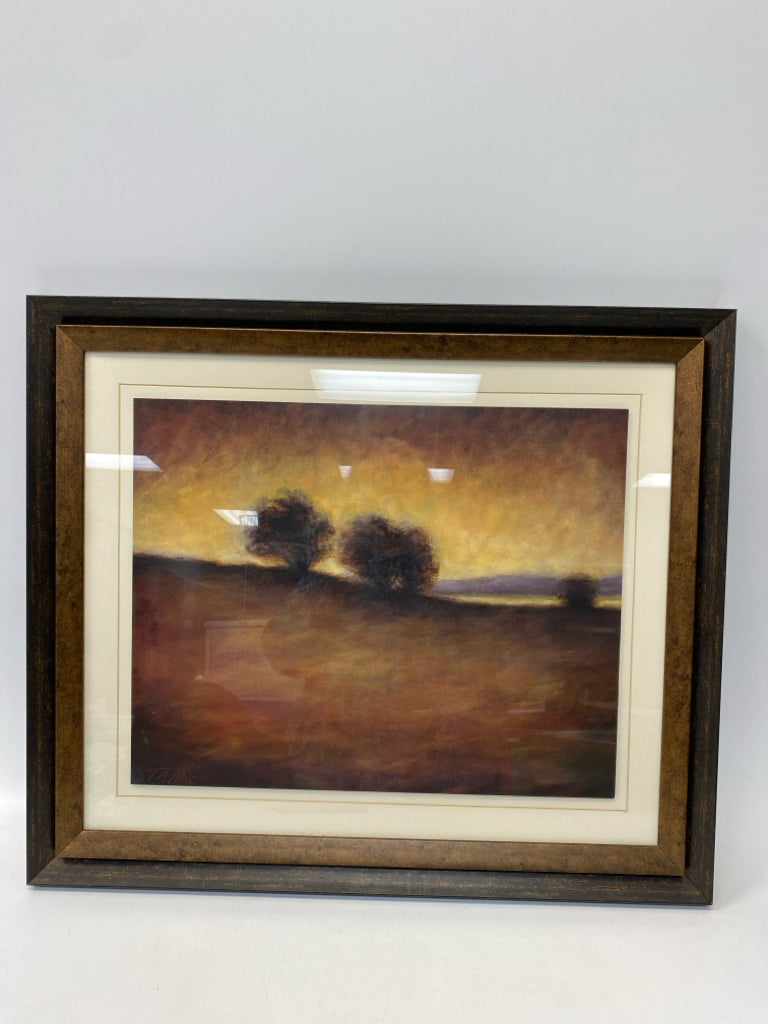 Brown Yellow/Orange Framed Art