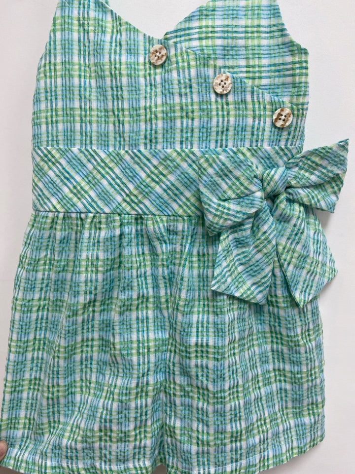 Bonnie Jean SIZE 7 White/Green Turquoise Plaid Sleeveless Girl&