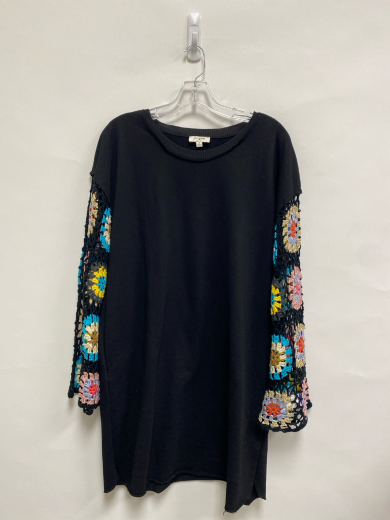 Umgee Size M Black Multi Color Long Sleeve Ladies Dress
