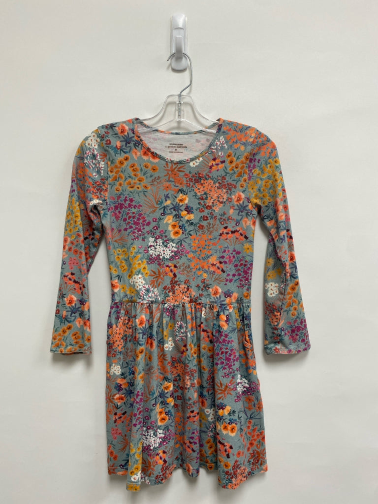 Garnet Hill SIZE M Gray Orange/Multi Flowers Long Sleeve Girl&