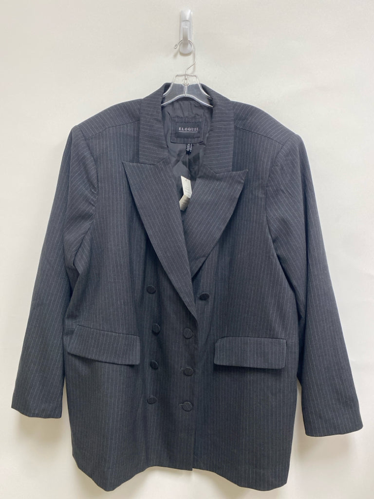 NWT ELOQUII Size 26 Charcoal White Pinstripe Plus Size Jacket