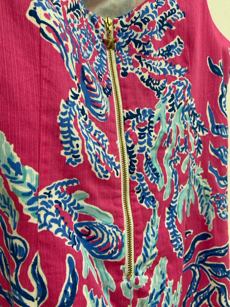 LILLY PULITZER SIZE 12 Fuchsia/White Navy/Blue Sea Life Sleeveless Girl&