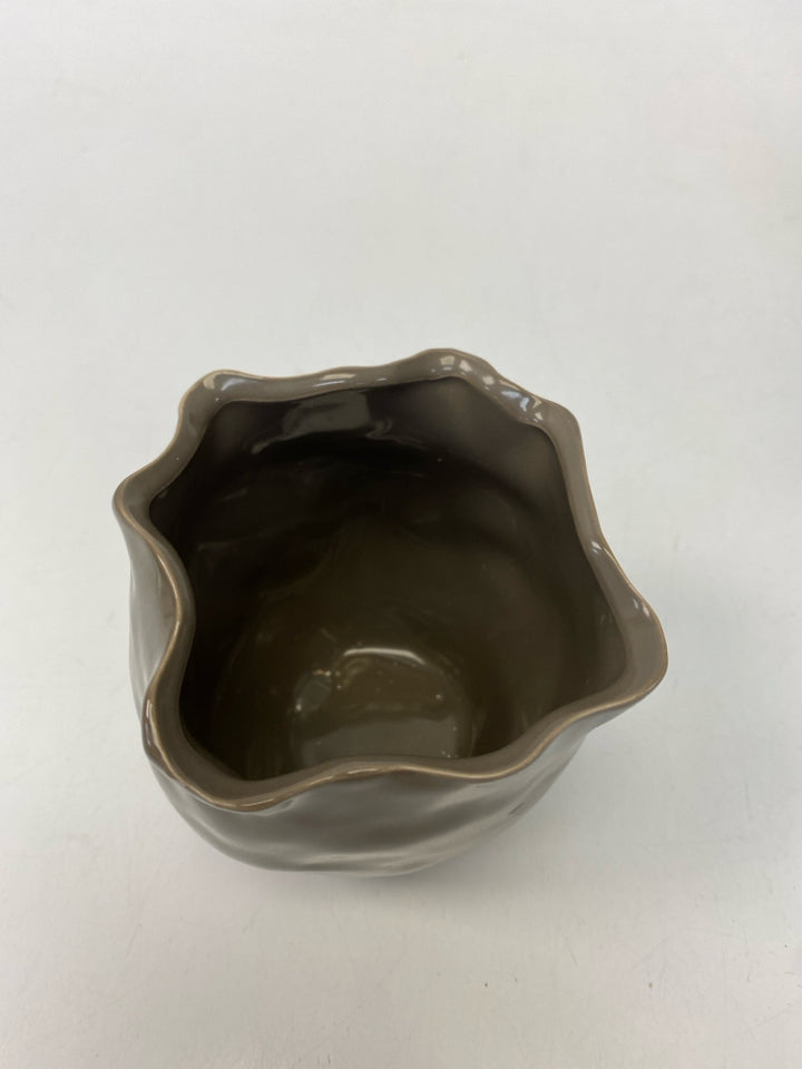 Taupe Thumbprint Ceramic Planter