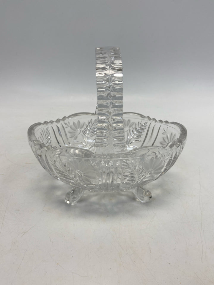 Clear Frosted Flowers Glass Basket