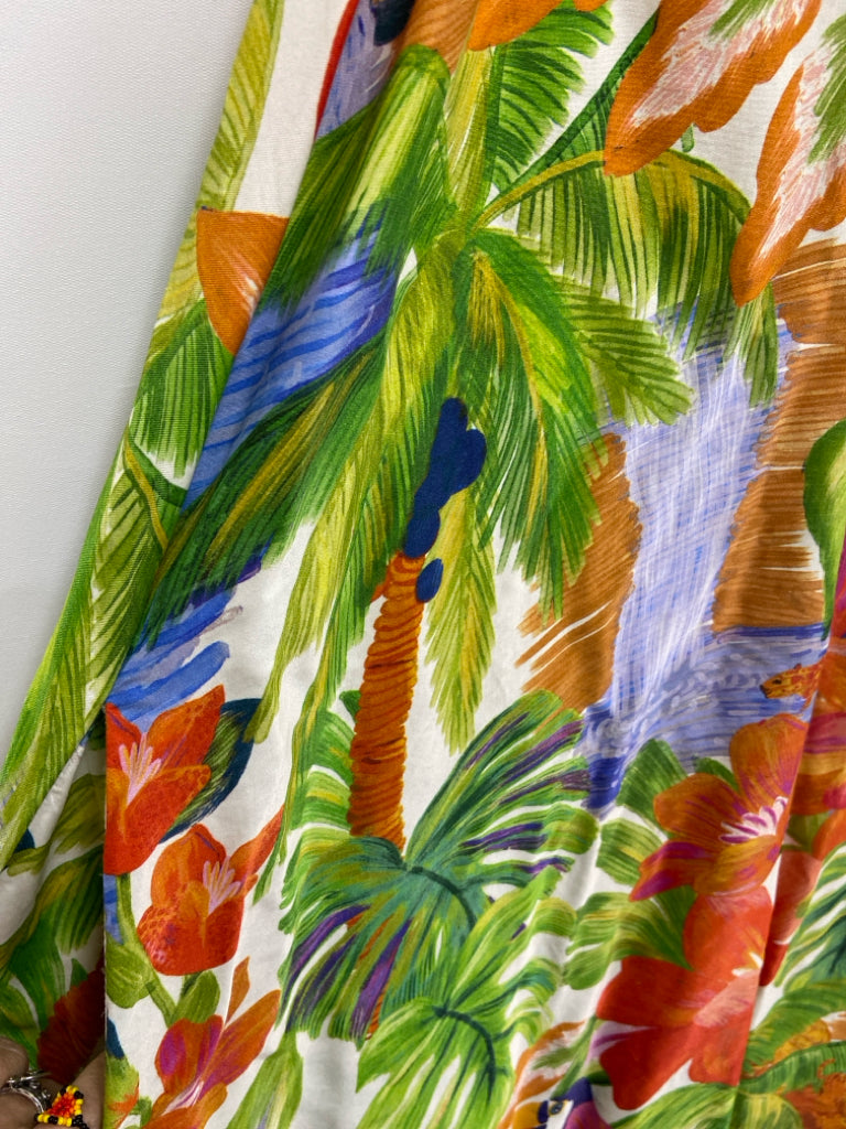 farmrio Size XL Green Orange/Blue Tropical Sleeveless Ladies Dress