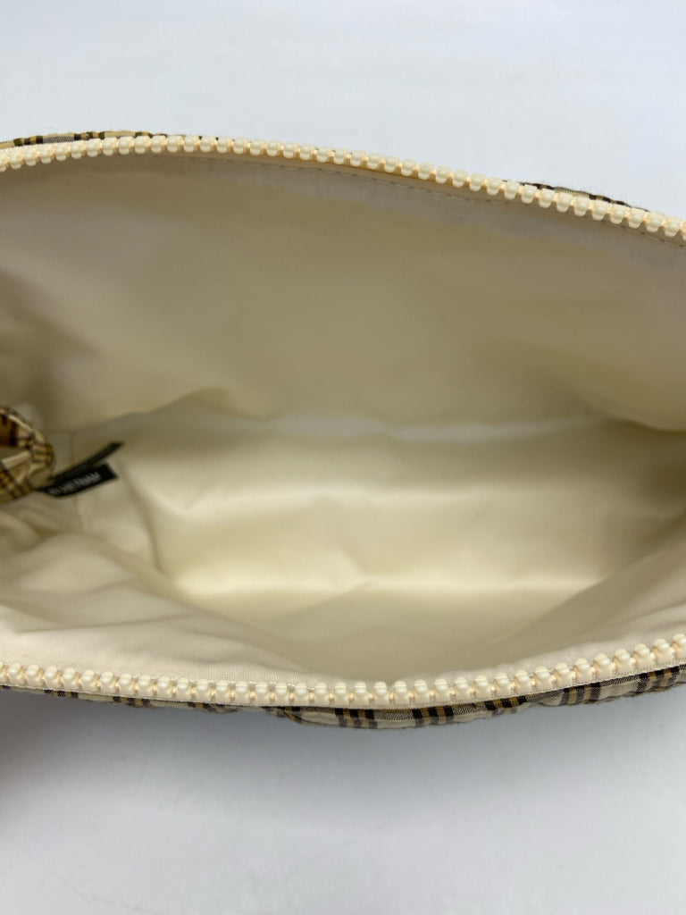 NWT Loeffler Randall Pale Yellow Brown Plaid Frances Cosmetic Pouch