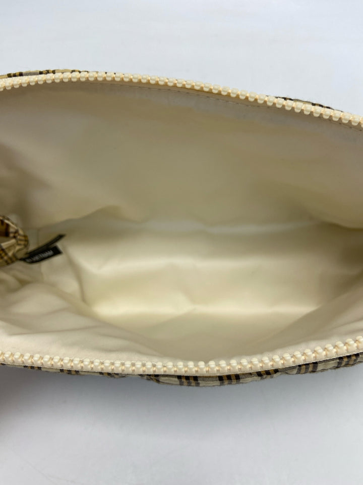 NWT Loeffler Randall Pale Yellow Brown Plaid Frances Cosmetic Pouch