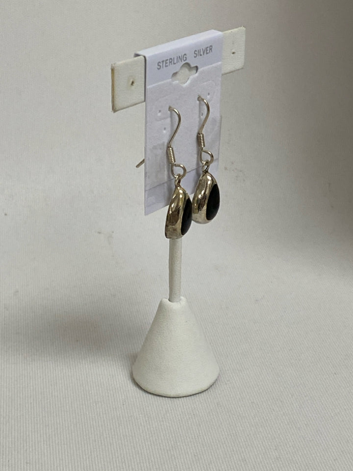 NWT Silver Black Teardrop Earrings