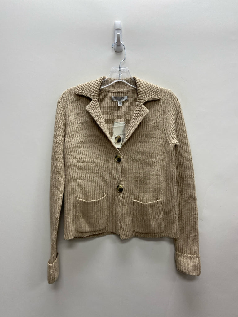 NWT G.H.BASS&amp;CO Size XS Beige Ribbed Button Up Ladies Sweater