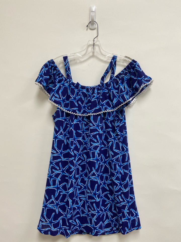 NWT Crown &amp; Ivy Size M Dark Blue Blue/White Starfish Sleeveless Ladies Dress