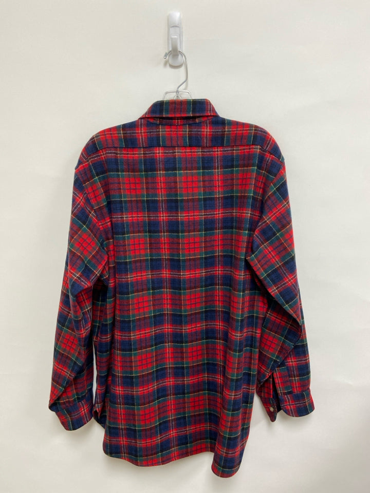 Pendleton Size L Red Navy/Green Plaid Wool Men&
