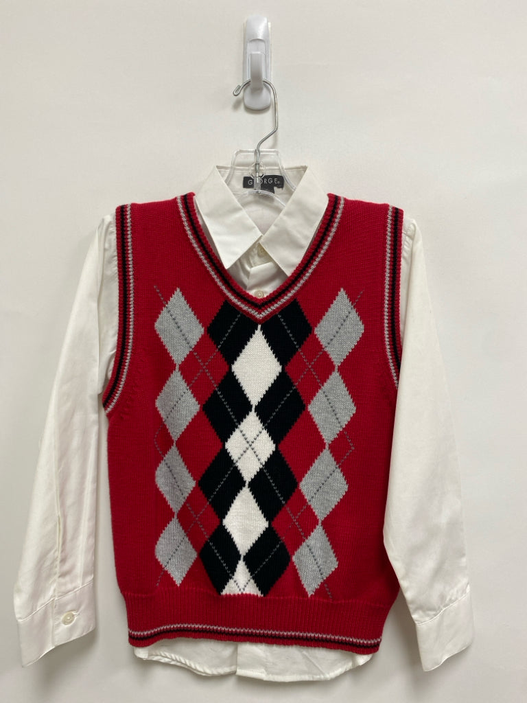 NWT George SIZE 7 Red Gray/Black Argyle Boy&