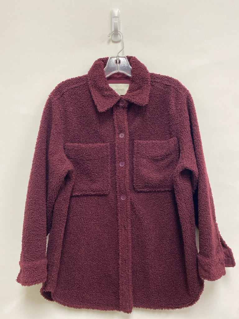 Size S Burgundy Button Up Boucle Ladies Jacket