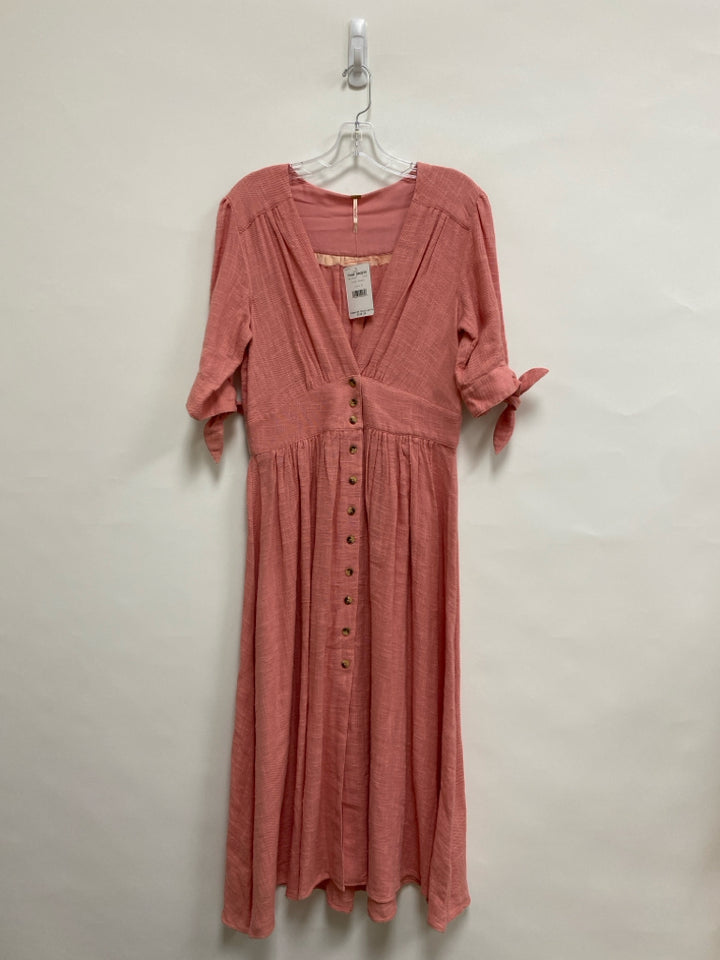 NWT Free People Size M Pink Texture V Neck Ladies Dress
