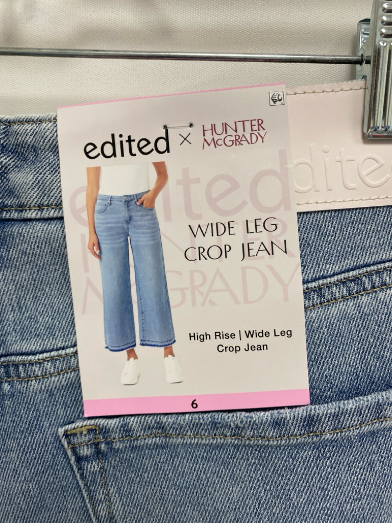 NWT Size 6 Dusty Blue Cropped Fringe Ladies Jeans