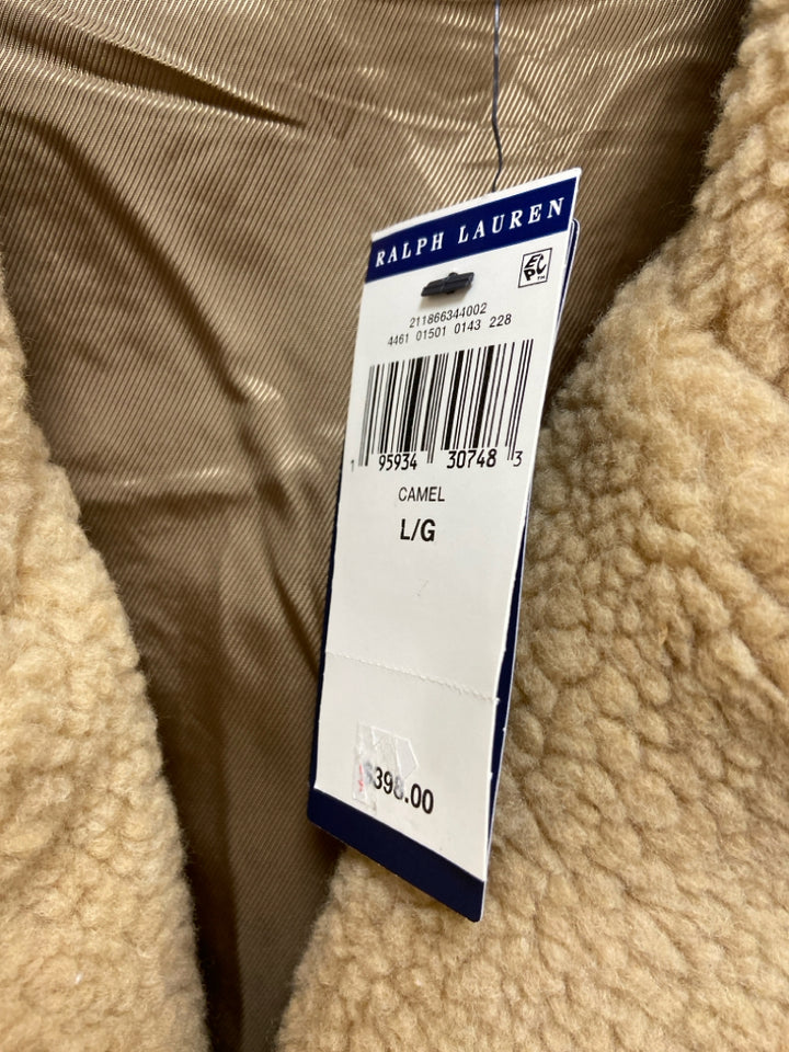 NWT Polo Size L Camel Dark Brown Trimmed Sherpa Ladies Jacket