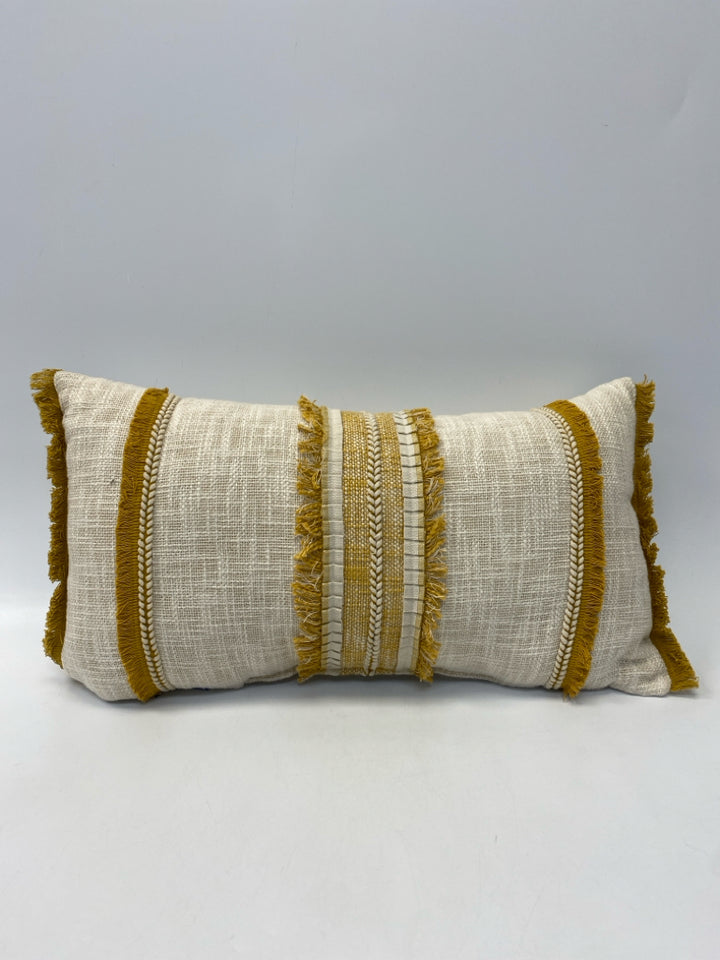Tan Marigold Fringe Pillow