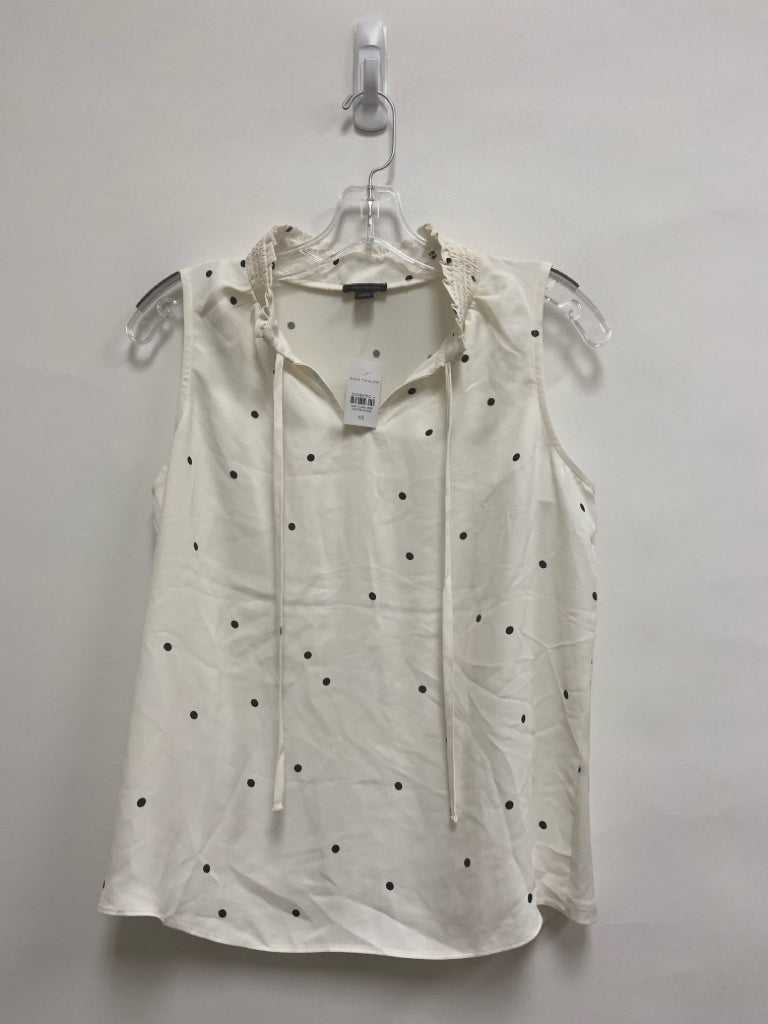 NWT Ann Taylor Size XS White Black Polka Dot Sleeveless Ladies Top