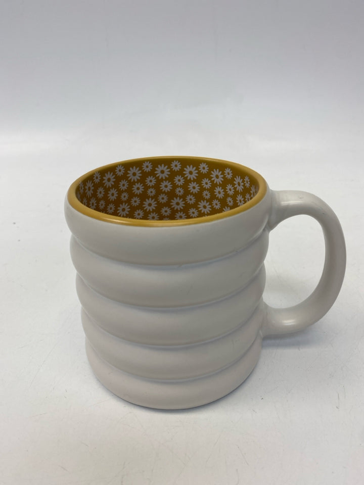 White Ribbed Coffee Mug