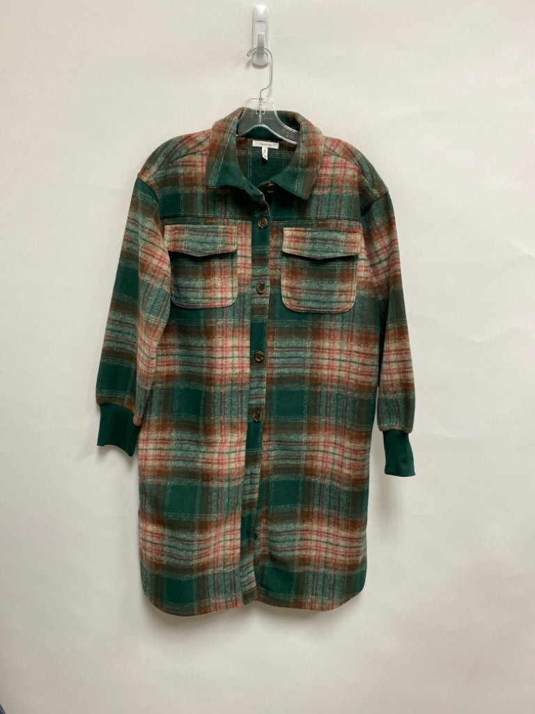 maurices Size XS Green Beige Plaid Button Up Ladies Jacket