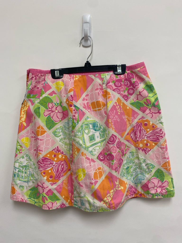 LILLY PULITZER Size 0 Pink Orange/Yellow Giraffe Wrap Ladies Skirt