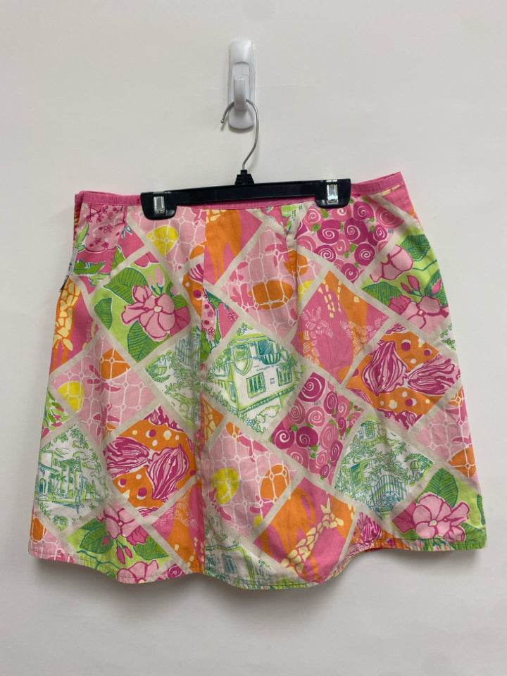 LILLY PULITZER Size 0 Pink Orange/Yellow Giraffe Wrap Ladies Skirt