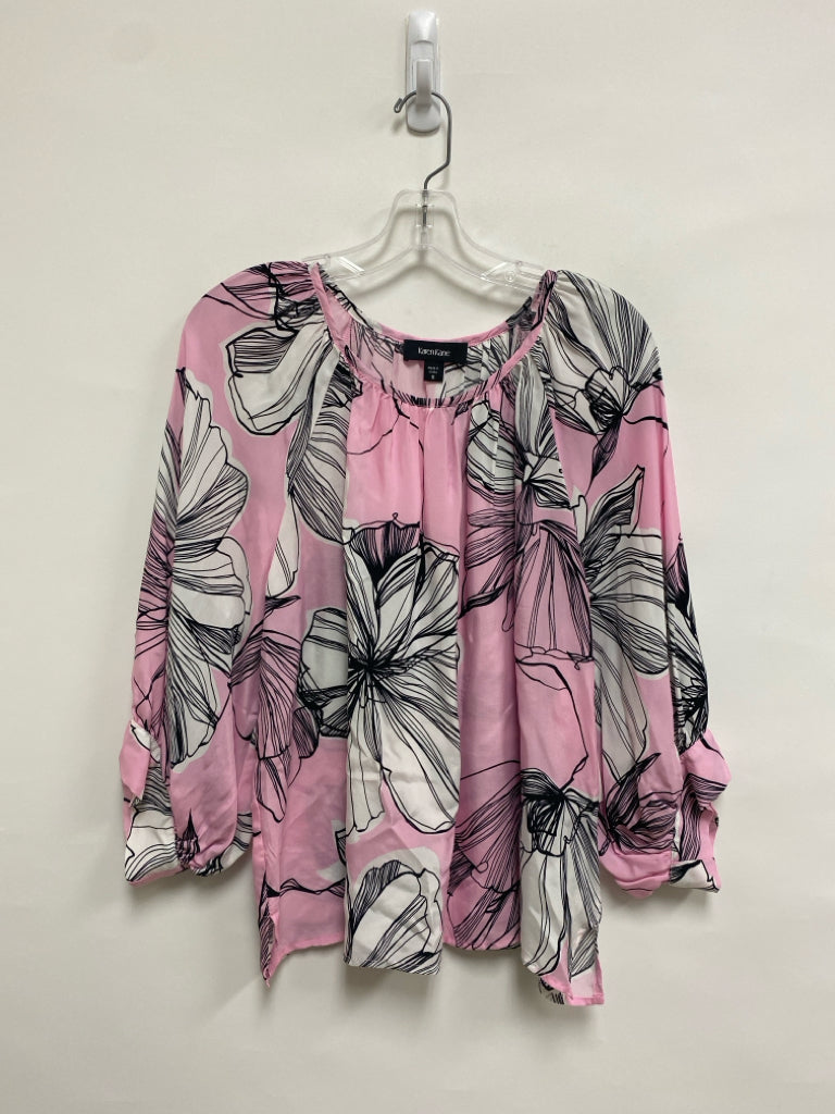 NWT Karen Kane Size M Pink White/Black Floral Puff Sleeve Ladies Top