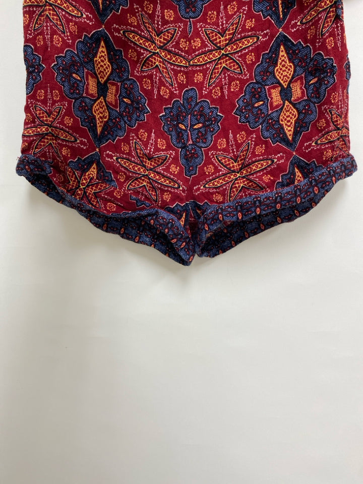 Free People Size 2 Red Navy/Yellow Print Sleeveless Ladies 2pc Shorts