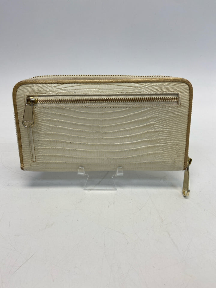 Brahmin Cream Brown Embossed Wallet