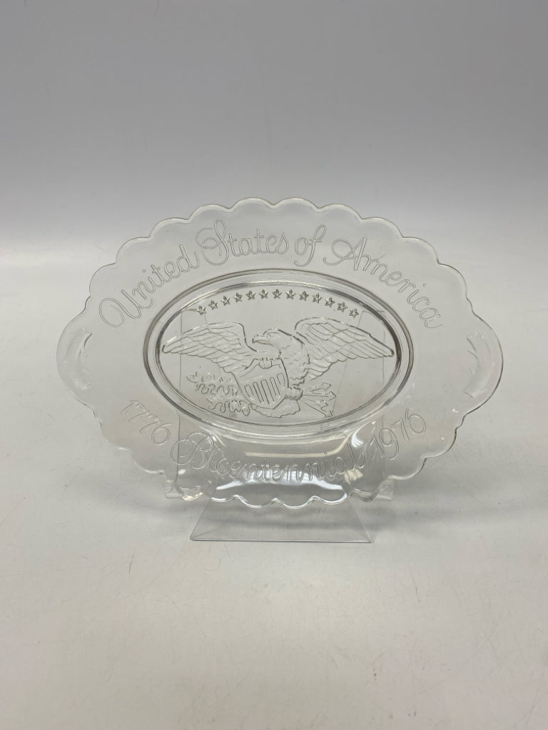 Avon Clear Eagle Glass Serving Piece