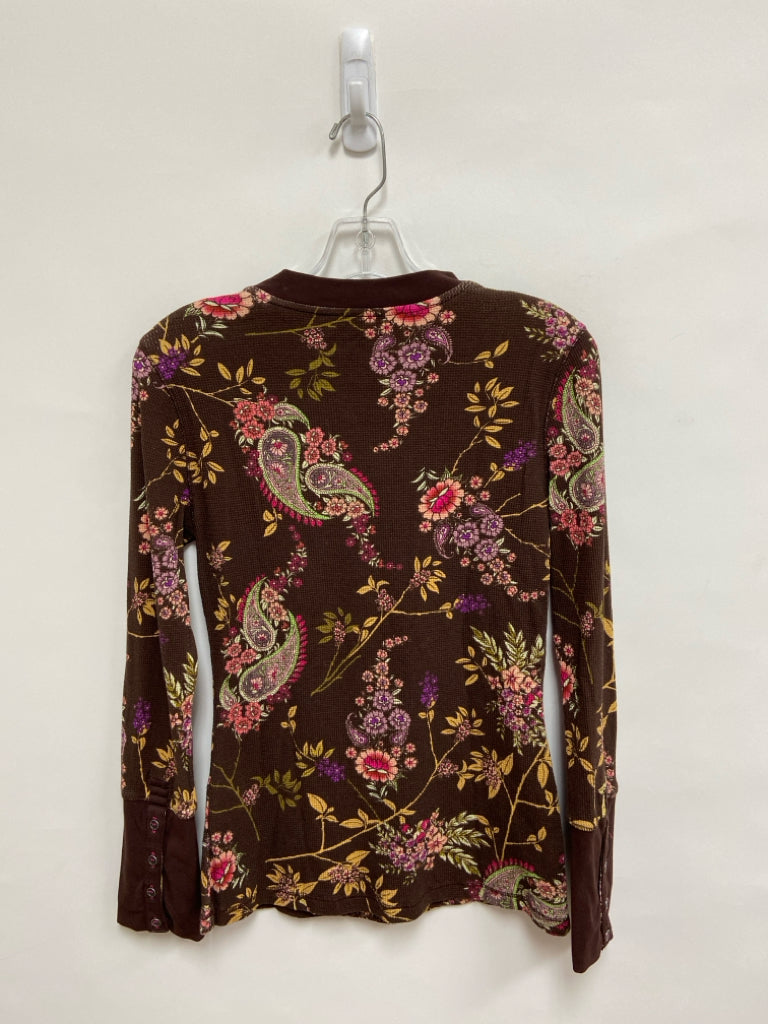Sundance Size M Brown Pink/Multi Flowers Ladies Top
