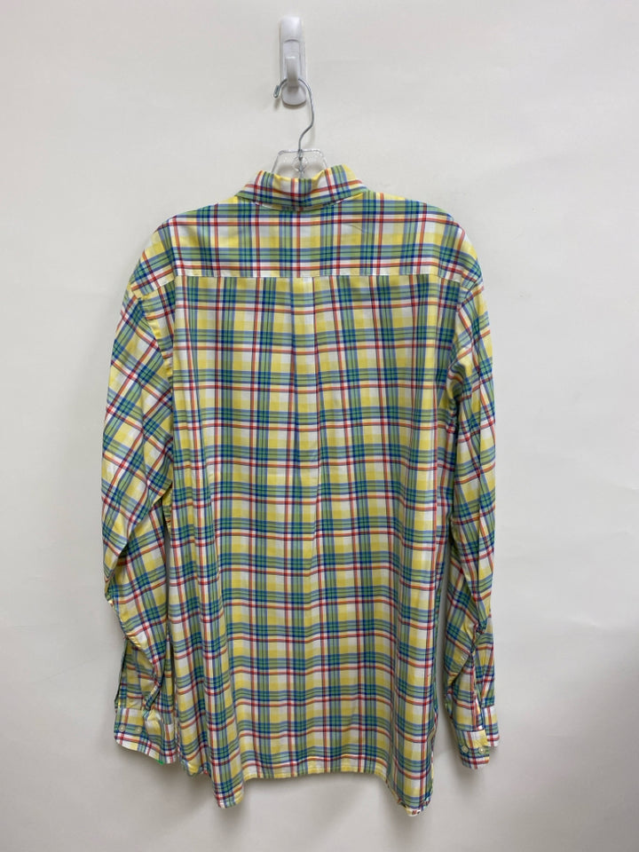 Alan Paine Size XL Yellow Blue/Orange Plaid Men&