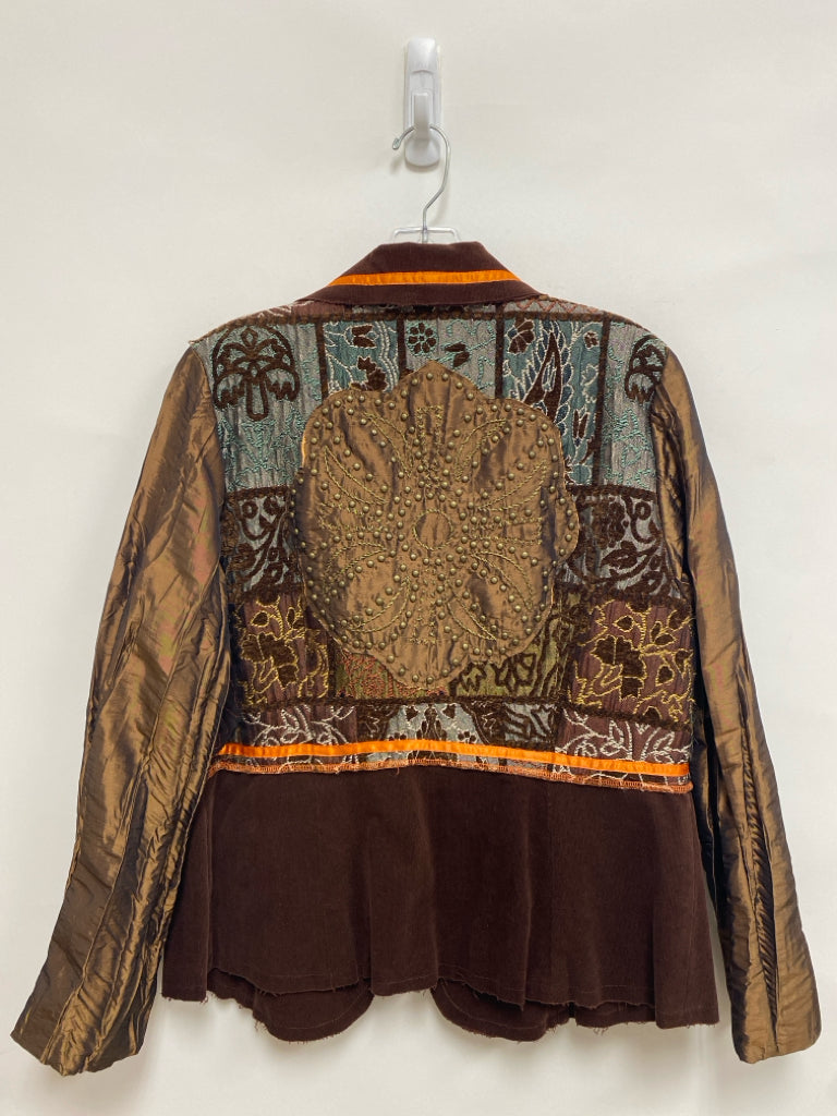 Basil &amp; Maude Size L Brown/Multi Tapestry Corduroy Ladies Jacket