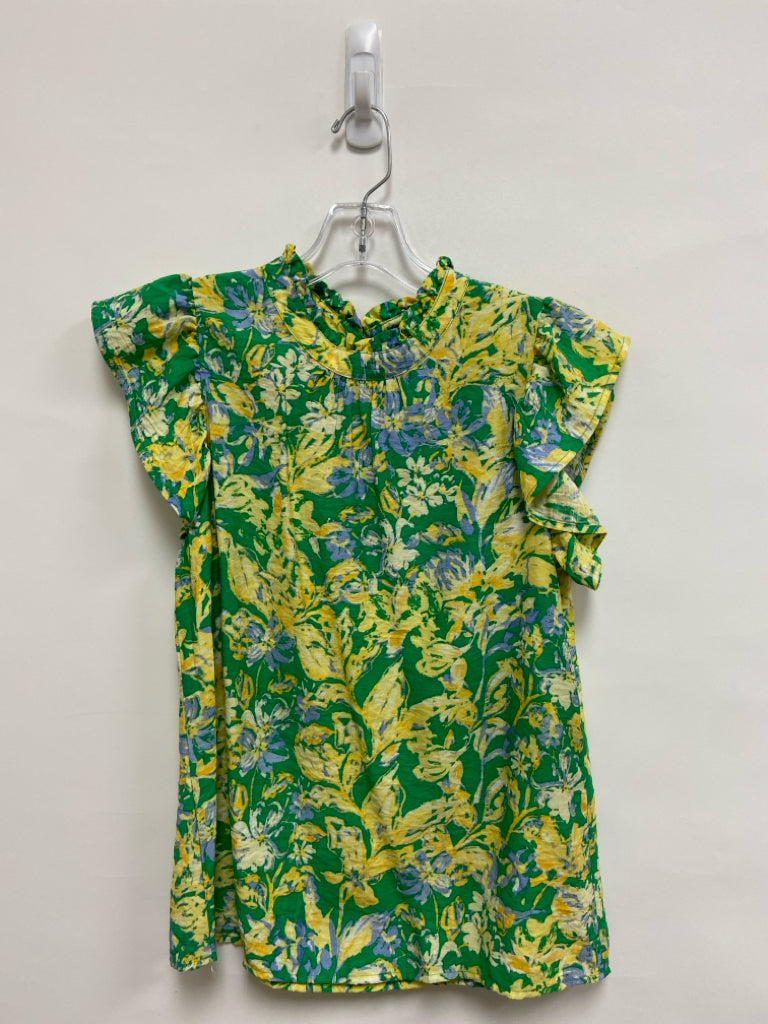 THML Size XS Green Yellow/Blue Floral Ladies Top