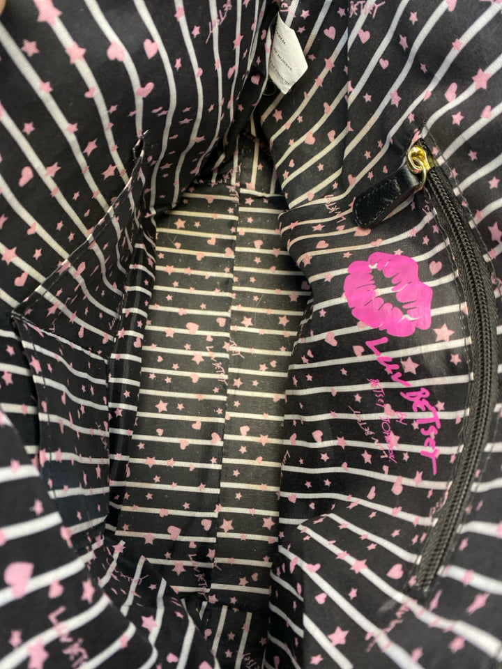 Betsey Johnson Black Quilted Nylon Handbag