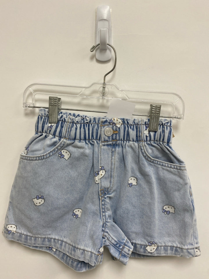 NWT H&amp;M SIZE 7 Faded Denim Light Blue Hello Kitty Girl&