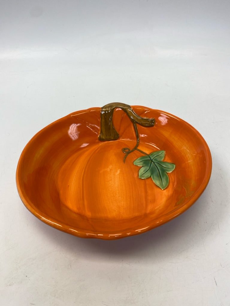 Orange Green/Brown Pumpkin Ceramic Fall