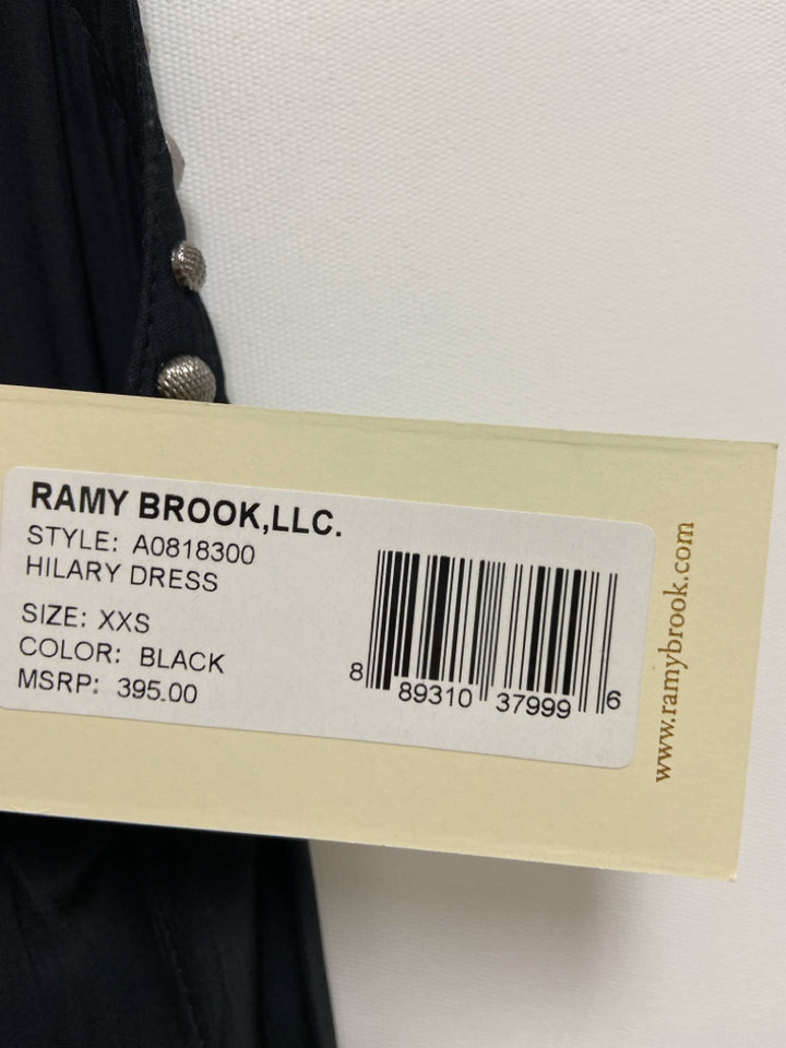 NWT RAMY BROOK Size XXS Black Silver Sleeveless Ladies Dress