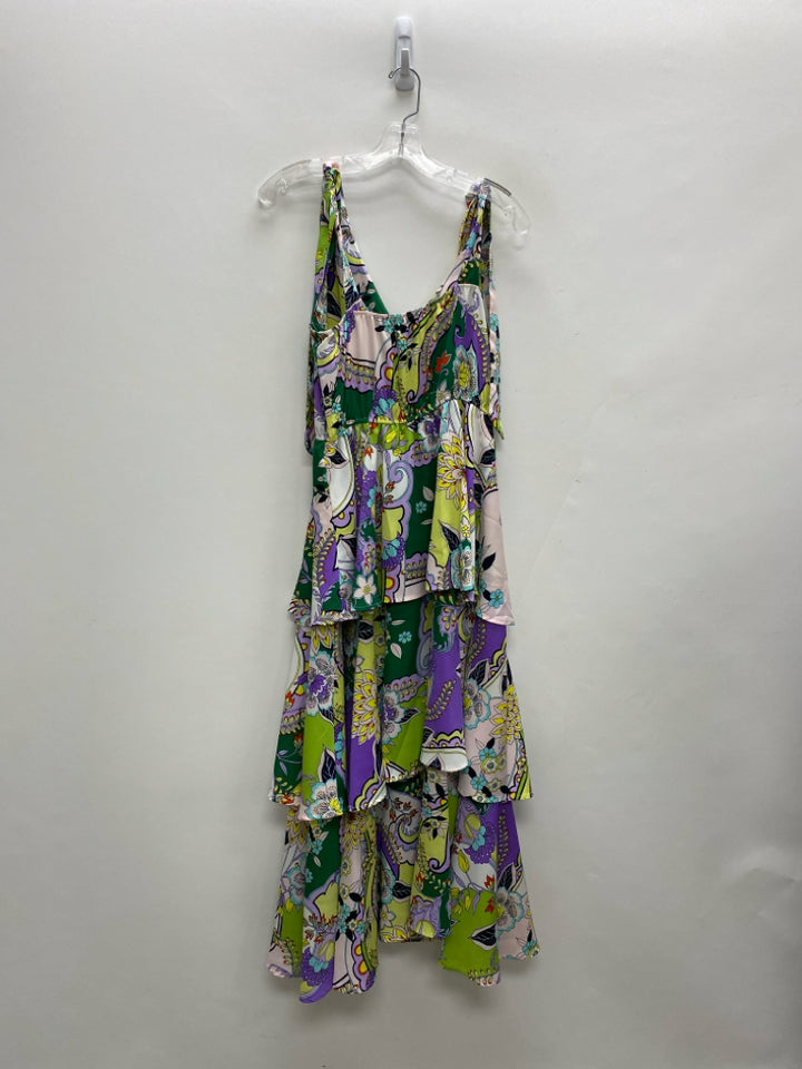 Size L Pink/Green Lavender/Multi Acanthus Maxi Ladies Dress