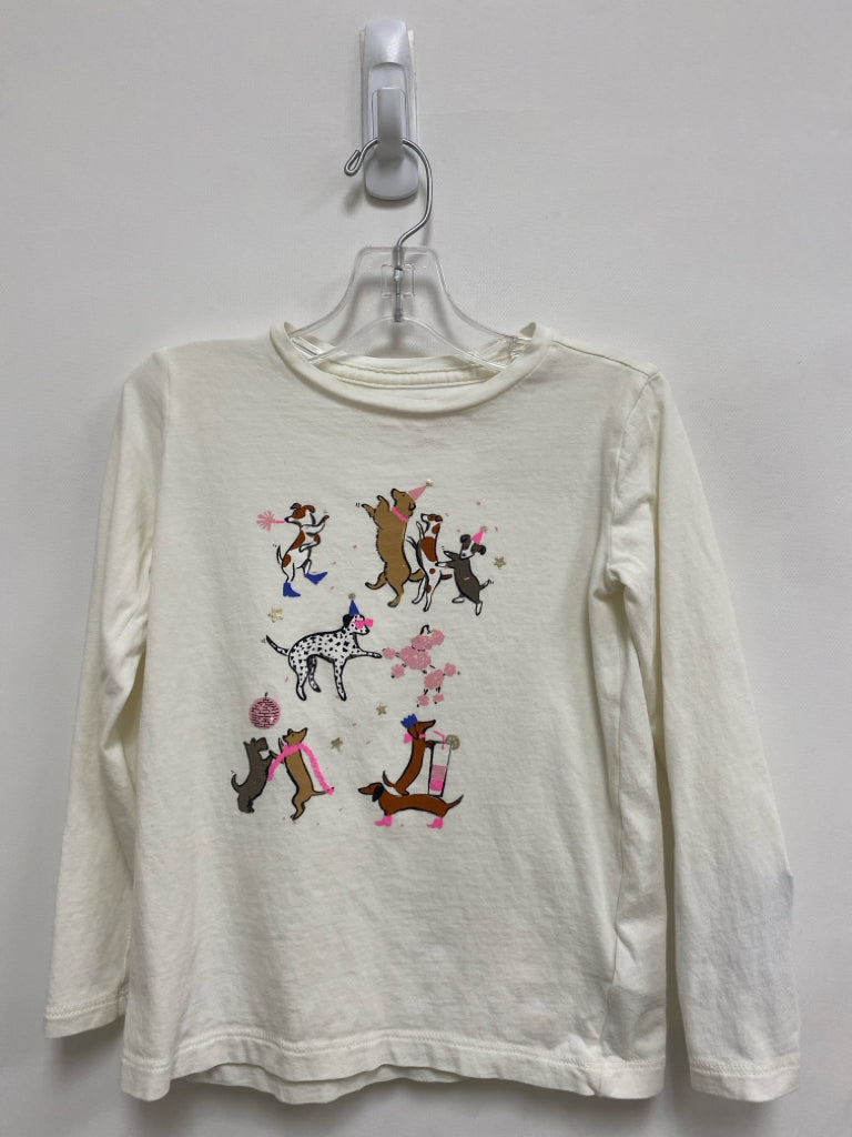 Crew Cuts SIZE 4/5 White Dogs Long Sleeve Tee Girl&