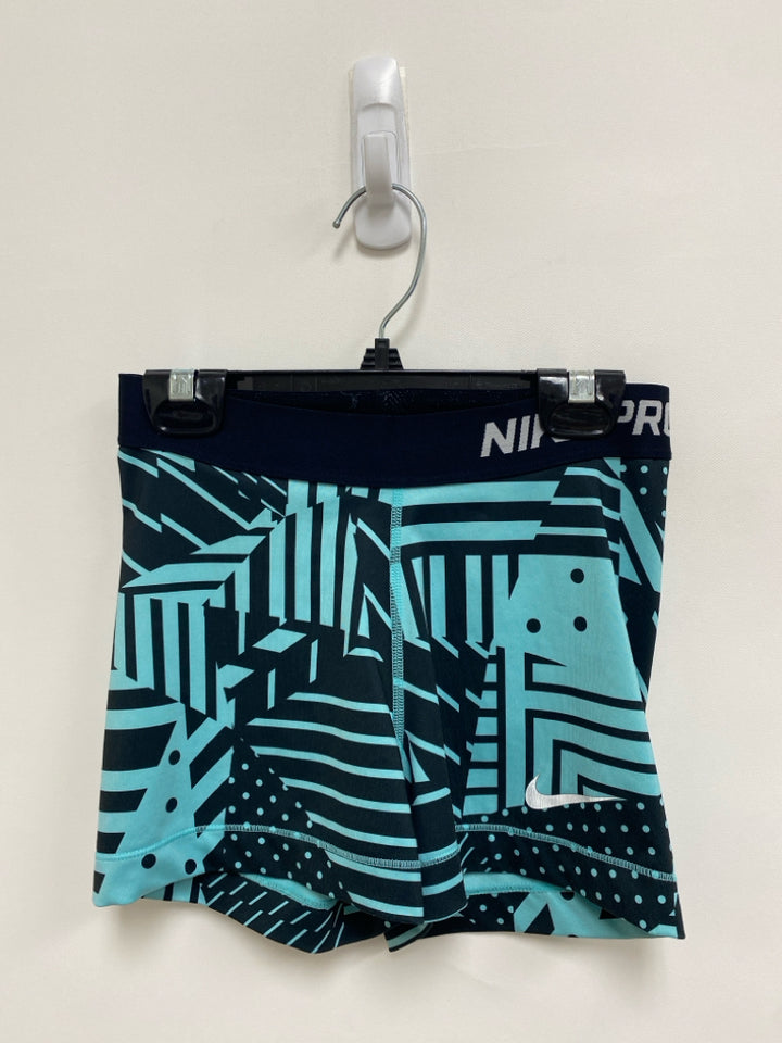 Nike Size S Aqua/Black Shapes Spandex Athletic Shorts