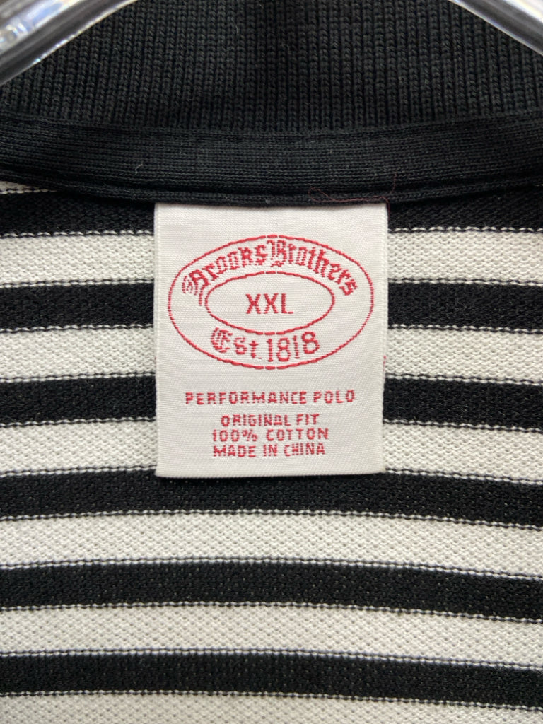 Brooks Brothers Size XXL White Black Stripes Polo Men&