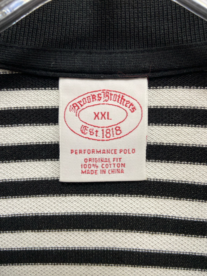 Brooks Brothers Size XXL White Black Stripes Polo Men&