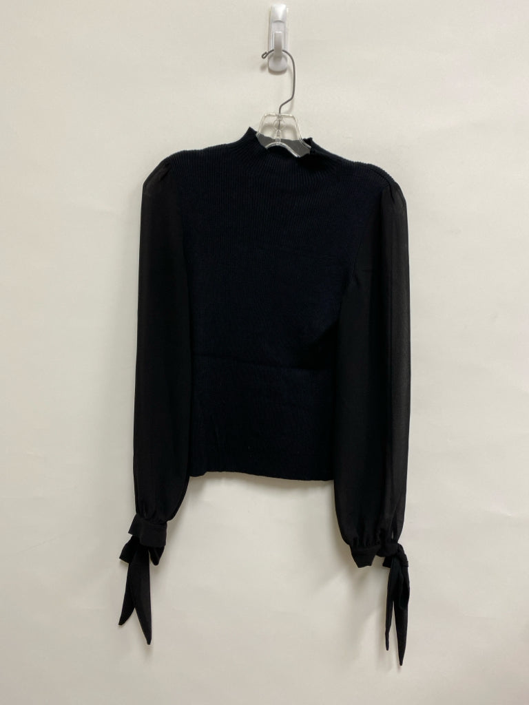 Size S Black Ribbed Mock Neck Ladies Sweater