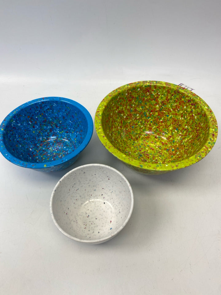 Lime Green Blue/White Confetti Melamine Bowl(s)