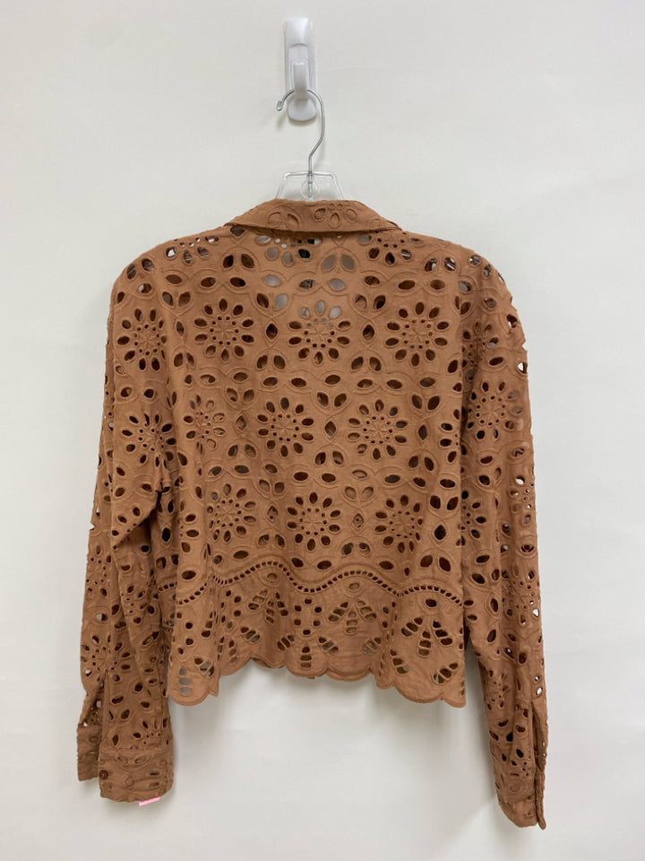 NWT Joie Size M Tan Cut-Out Button Up Ladies Top