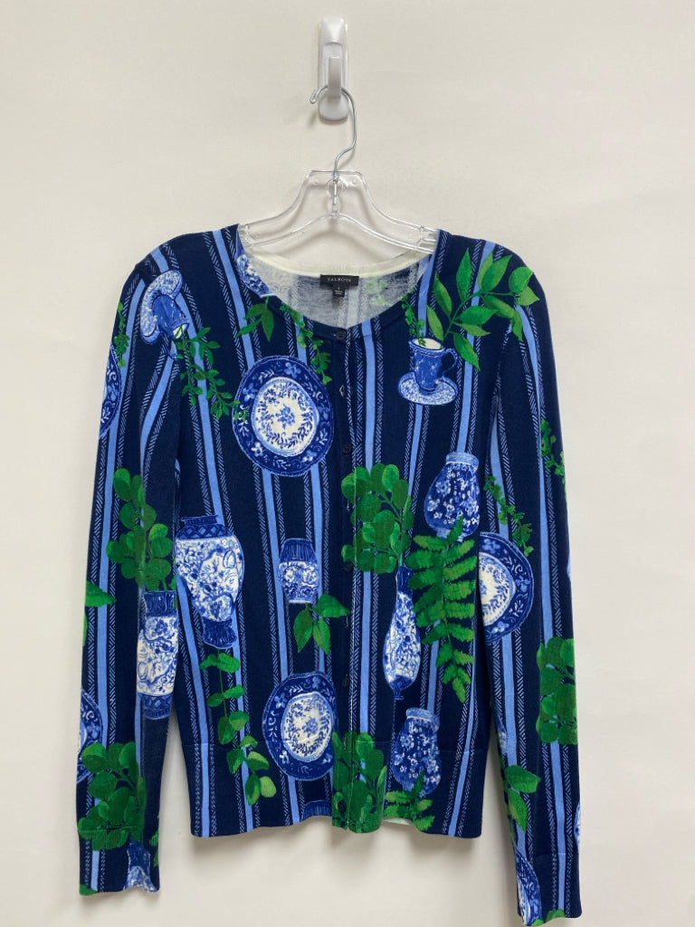 Talbots Size S Navy Blue/Green Stripes/Flowers Ladies Sweater