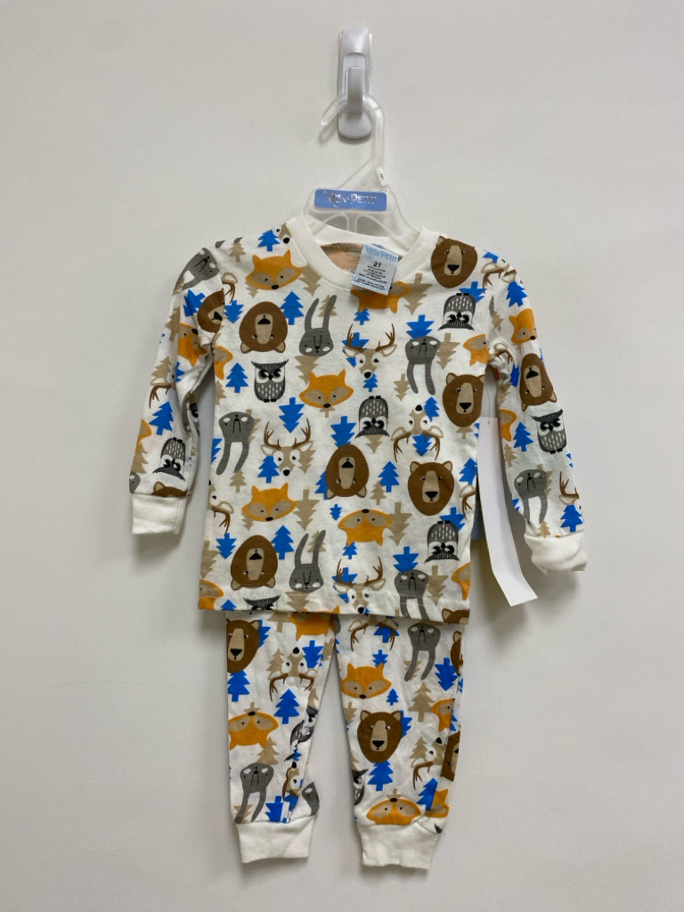 NWT SIZE 2T White Brown/Blue Animals Boy&